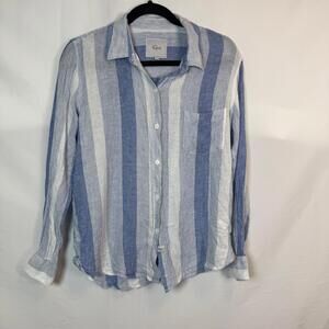Rails Linen Blend Charli Button Down Top‎ In Nevis Stripe Size S